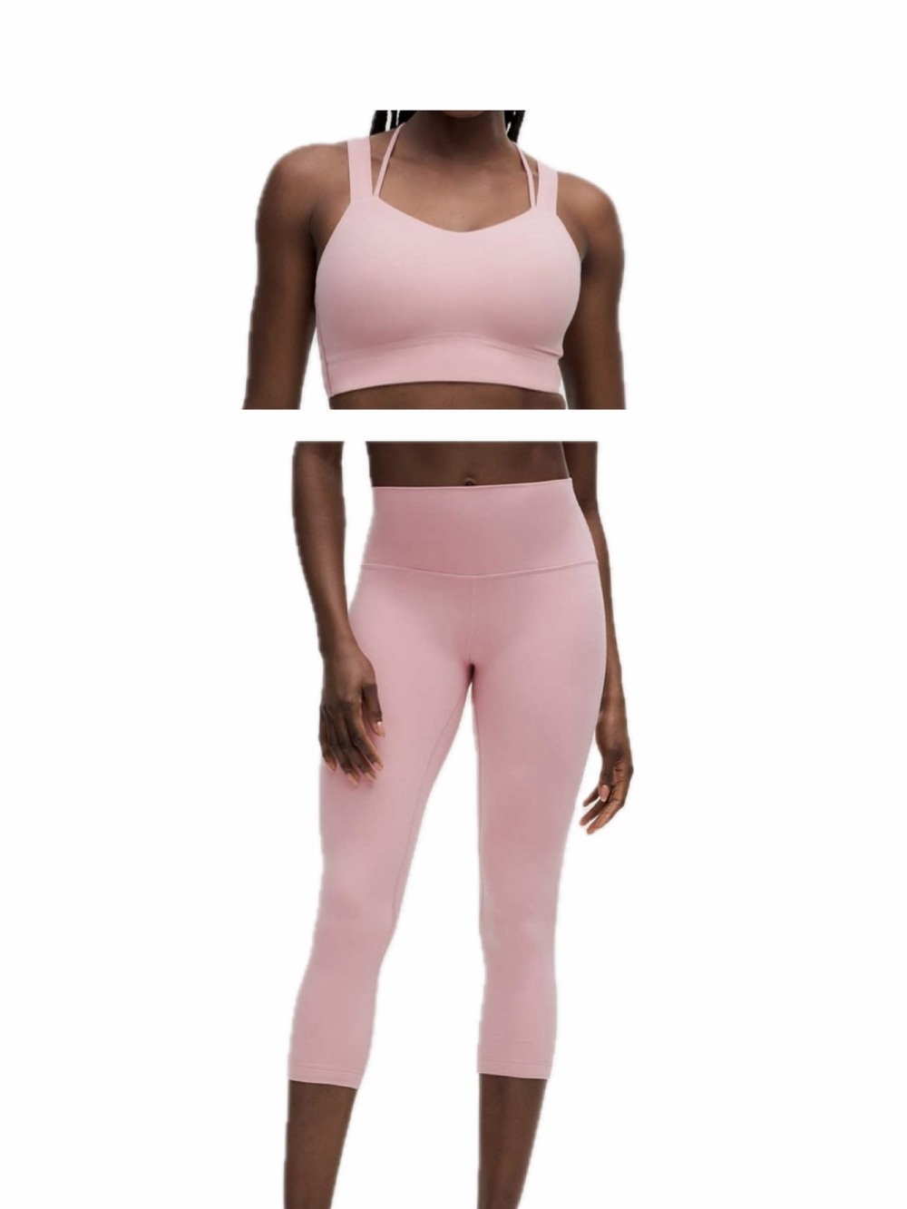 lululemon pink tide capri leggings and bra set